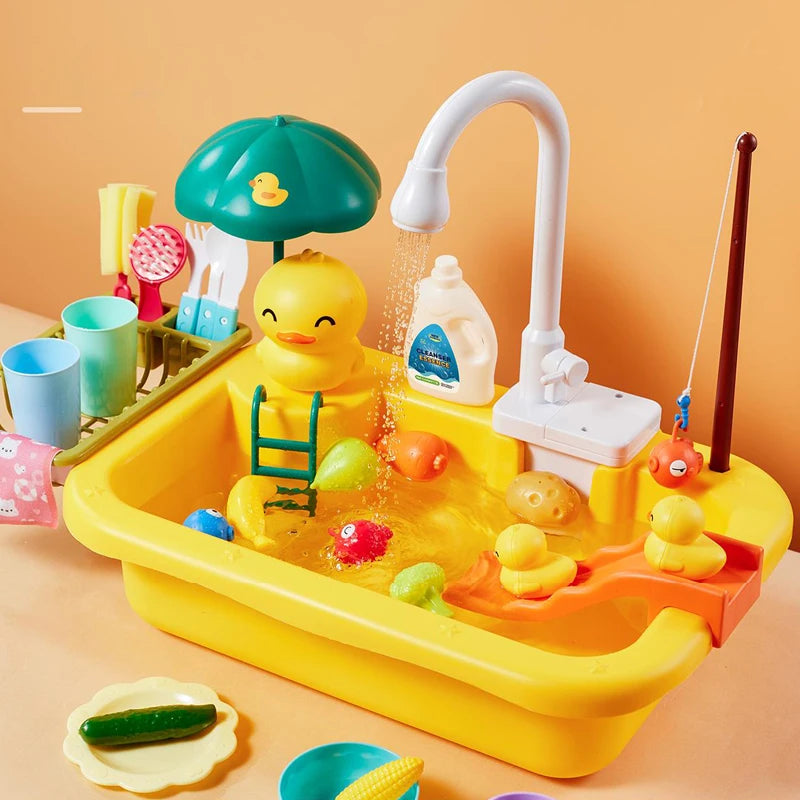 Kids Electric Dishwasher Toy – Pretend Play Kitchen Set