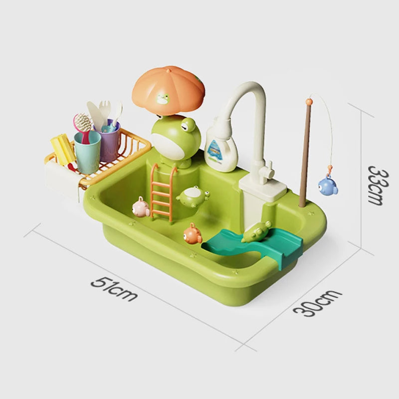 Kids Electric Dishwasher Toy – Pretend Play Kitchen Set