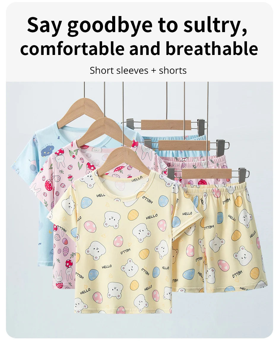 2-Piece Kids Summer Set – Short Sleeve Top & Shorts