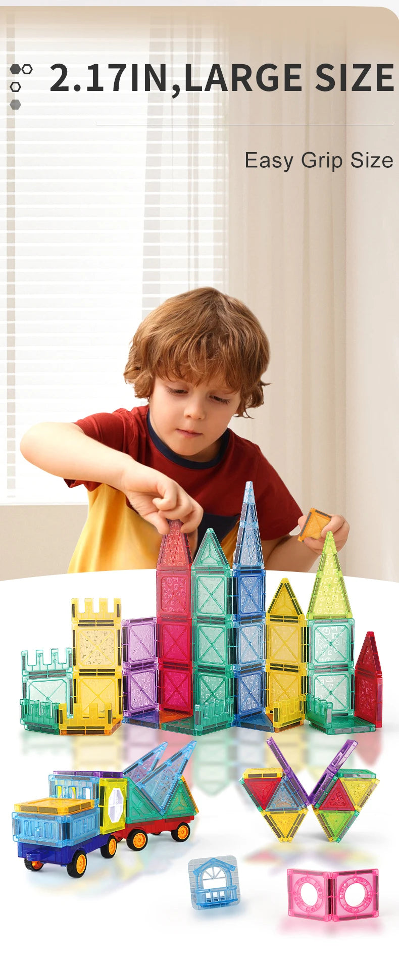 Magnetic Tiles Building Blocks – STEM Toy for Kids 3-8