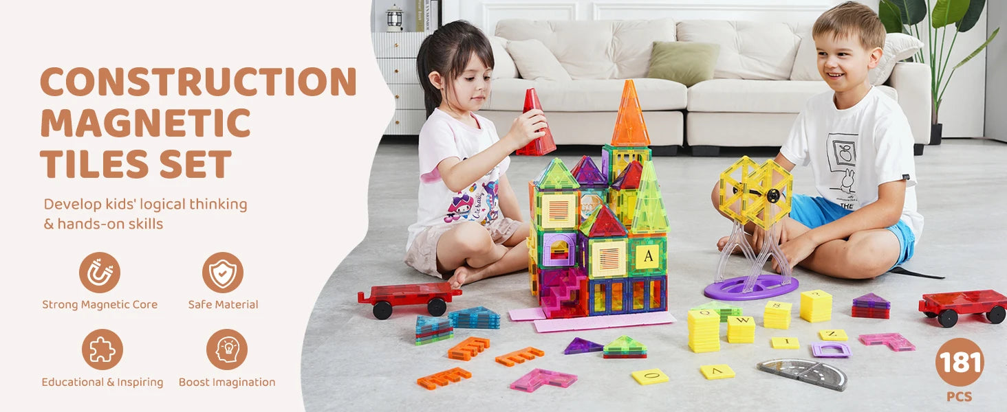 SucceBuy 181PCS Magnetic Tiles – Montessori Building Blocks
