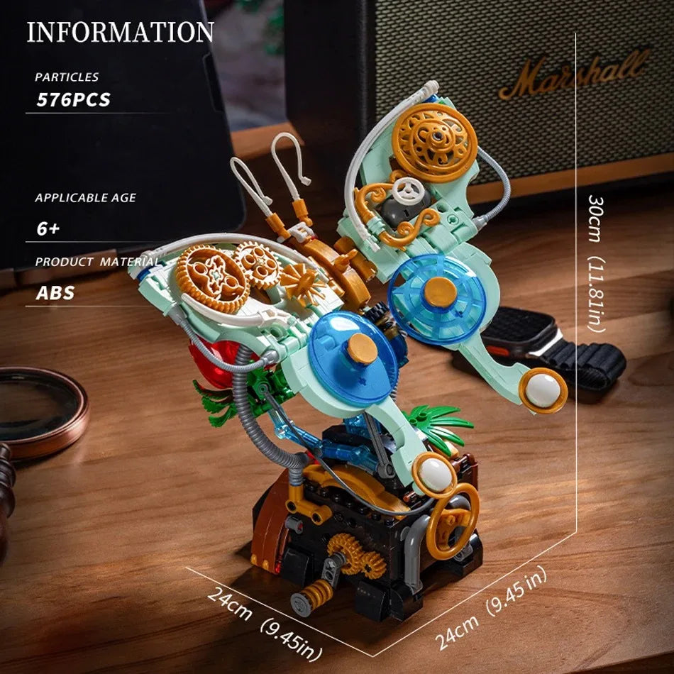 576PCS MOC Mechanical Butterfly – Biomimetic Steampunk Insect Model