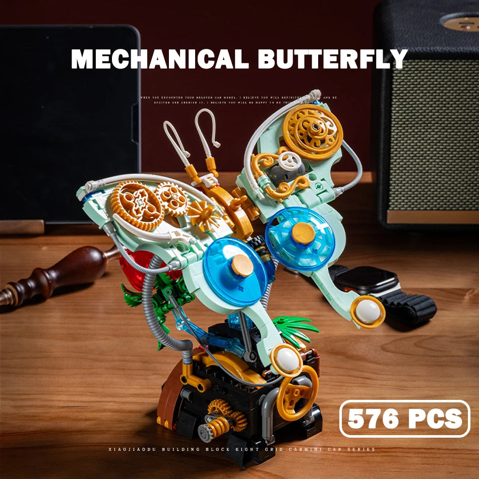 576PCS MOC Mechanical Butterfly – Biomimetic Steampunk Insect Model