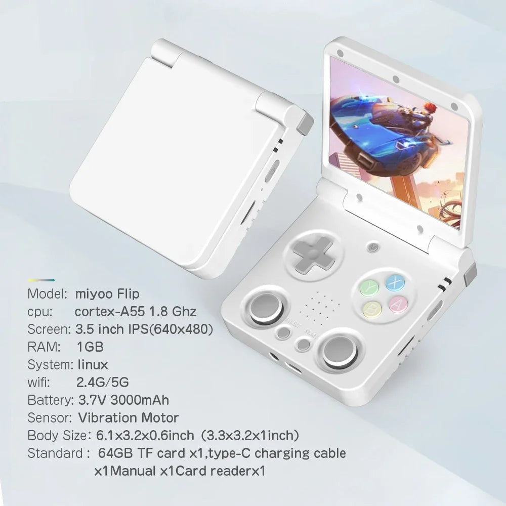 MIYOO Flip V2 Handheld Game Console – 3.5" IPS Screen