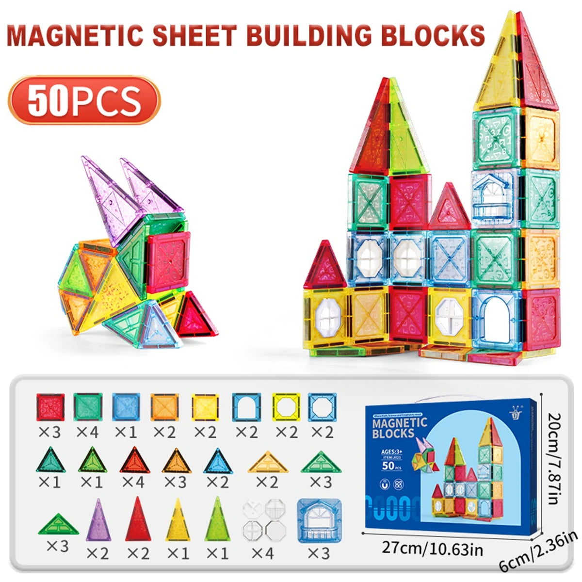 Magnetic Tiles Building Blocks – STEM Toy for Kids 3-8