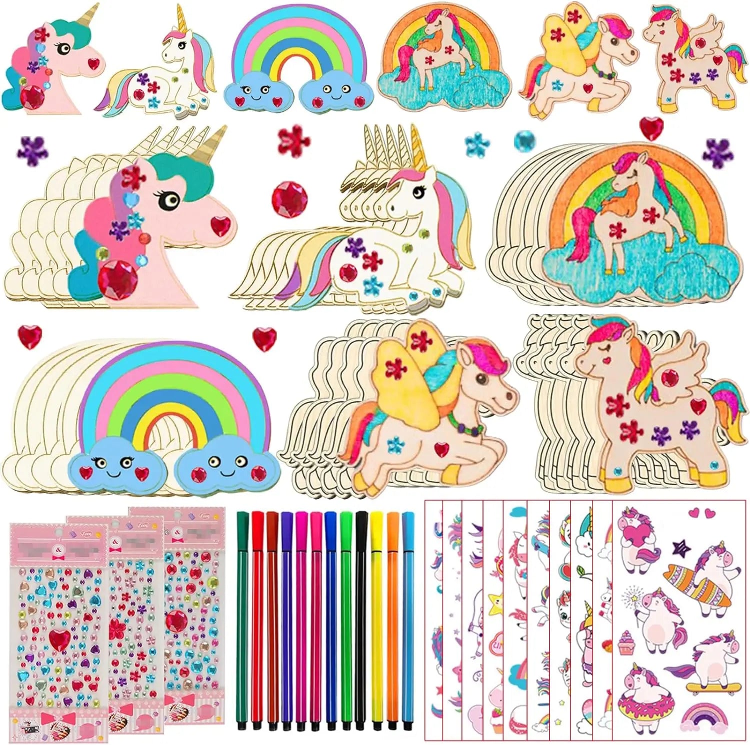 398-Piece Unicorn DIY Wood Craft Kit – Creative Kids Art Set