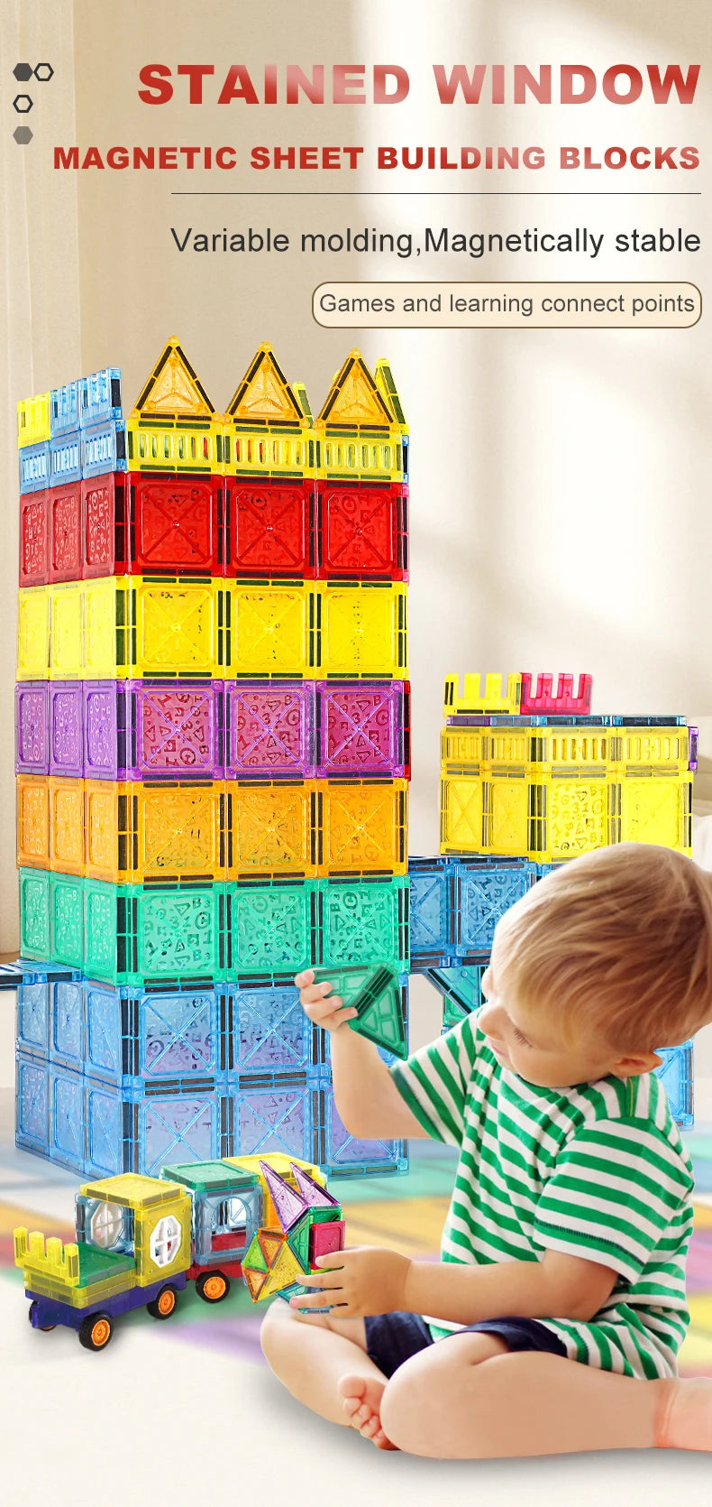 Magnetic Tiles Building Blocks – STEM Toy for Kids 3-8