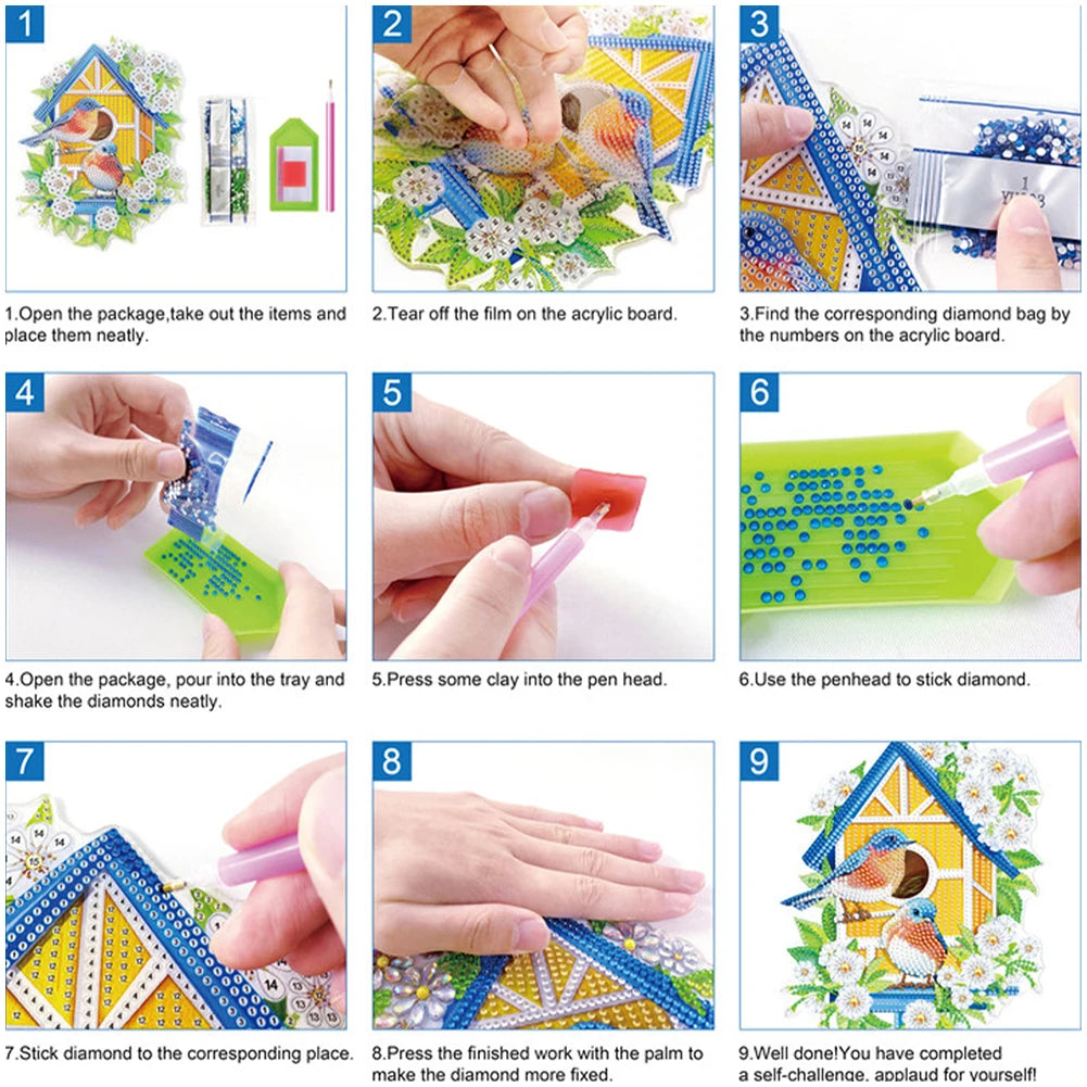DIY 2D Diamond Art Kit – Flat Hanging Pendant Decoration