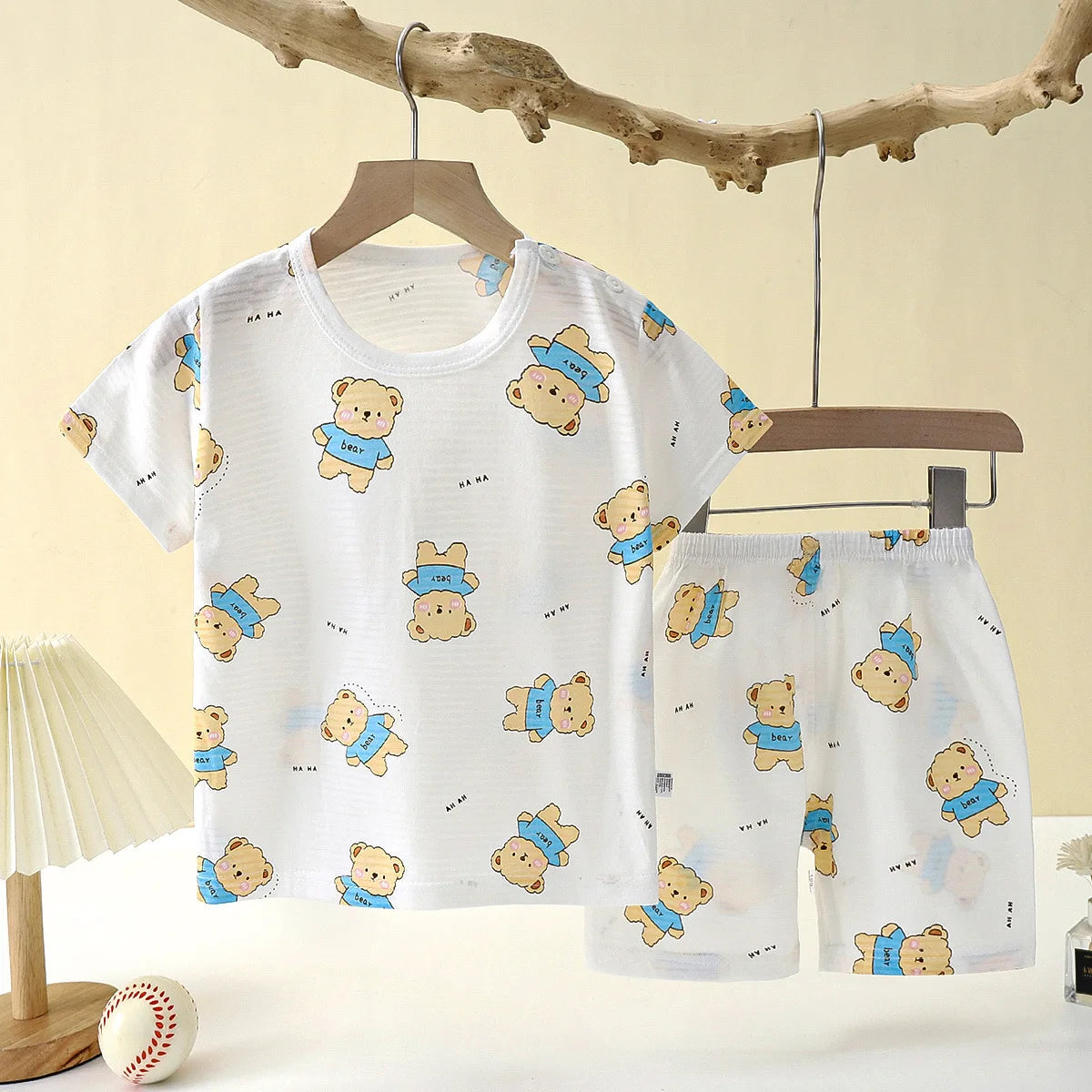 Cotton Baby Pajama Set – Cute Cartoon Short Sleeve Sleepwear