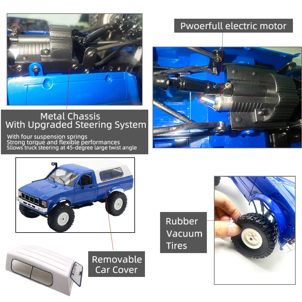WPL C24-1 RC Car – 1:16 4WD Rock Crawler with LED Lights