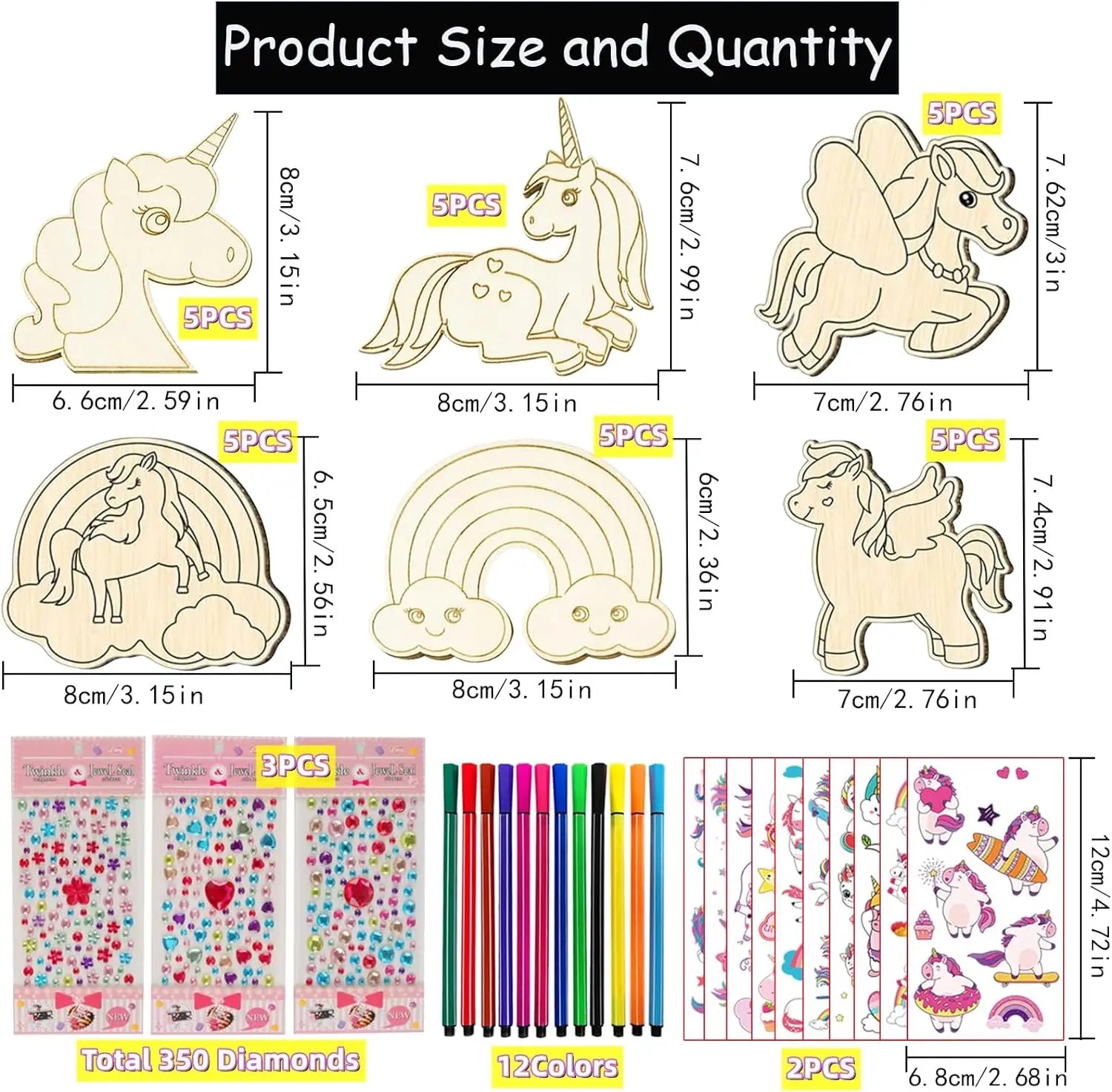 398-Piece Unicorn DIY Wood Craft Kit – Creative Kids Art Set