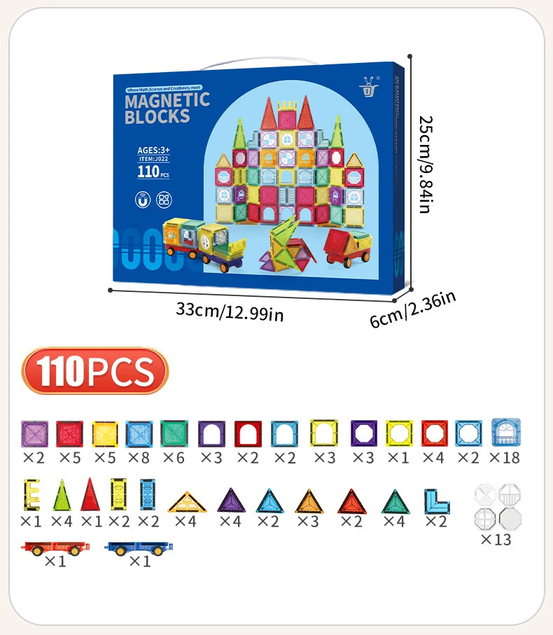 Magnetic Tiles Building Blocks – STEM Toy for Kids 3-8