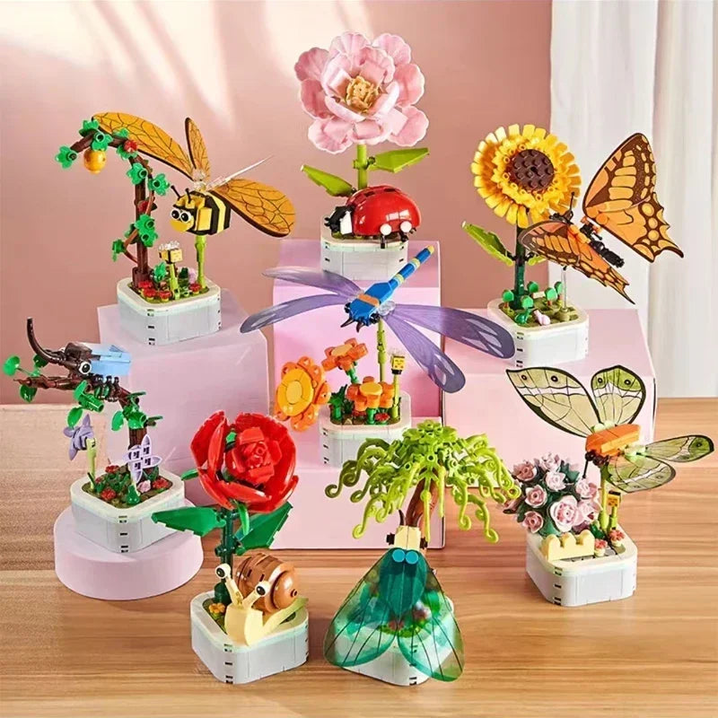 Insect & Flower Building Blocks – DIY Succulent Bouquet Toy