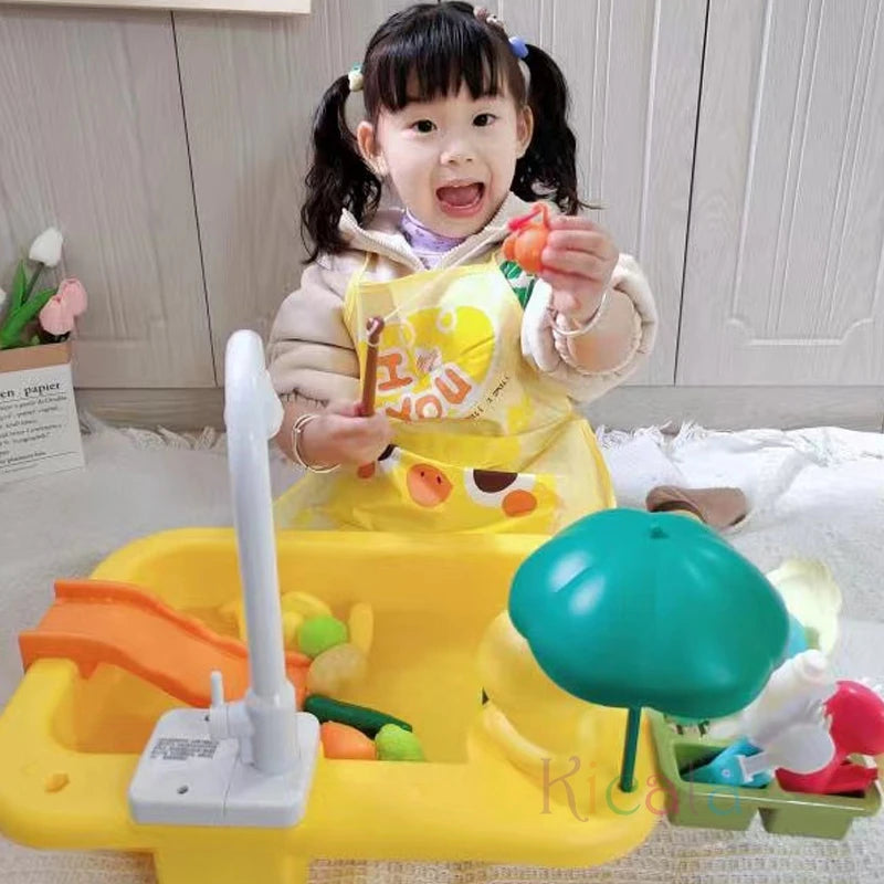 Kids Electric Dishwasher Toy – Pretend Play Kitchen Set