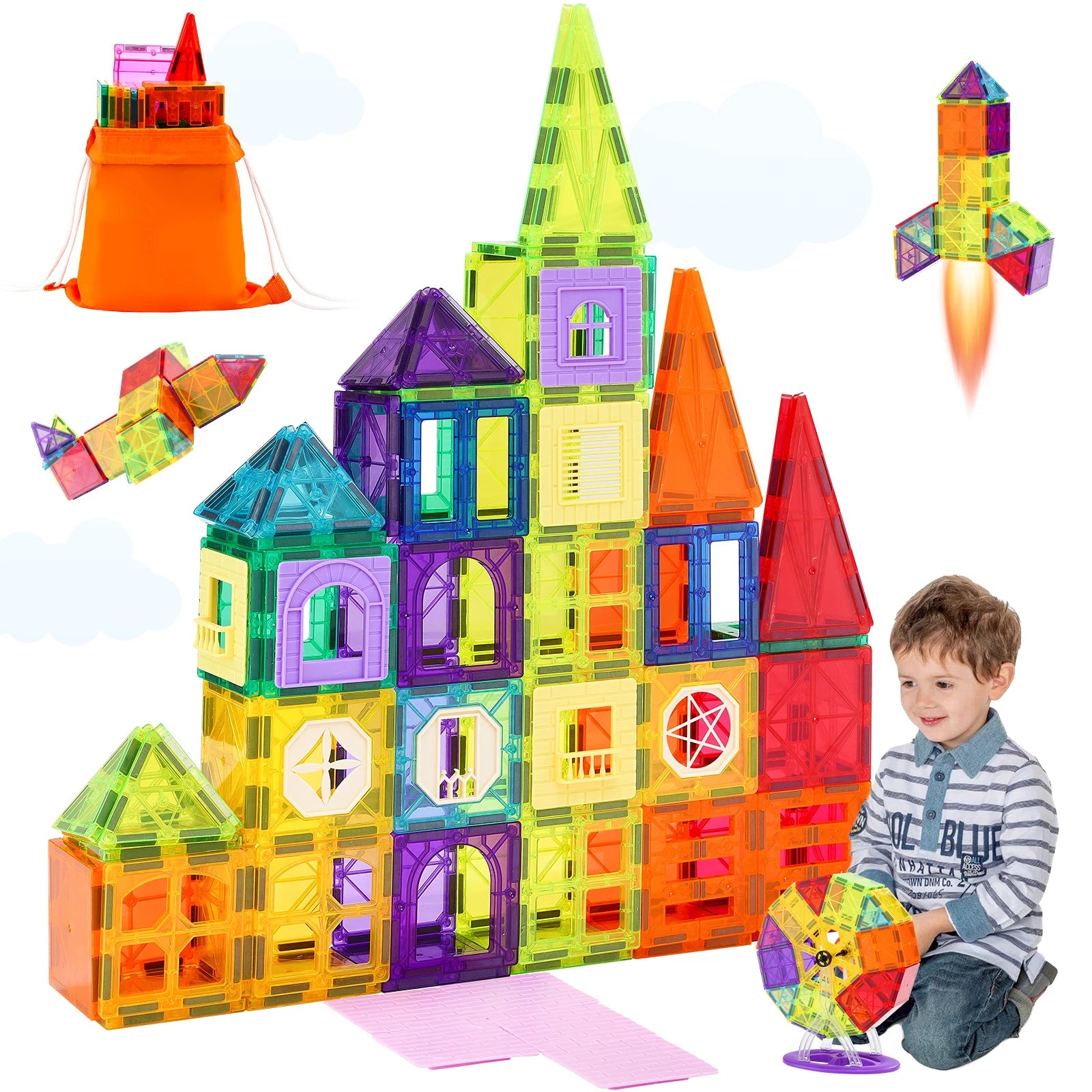 SucceBuy 181PCS Magnetic Tiles – Montessori Building Blocks