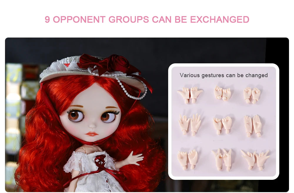 ICY DBS Blyth Doll Joint Body 30CM BJD Toy White Shiny Face and frosted Face with Extra Hands AB and Panel 1/6 DIY Fashion Doll