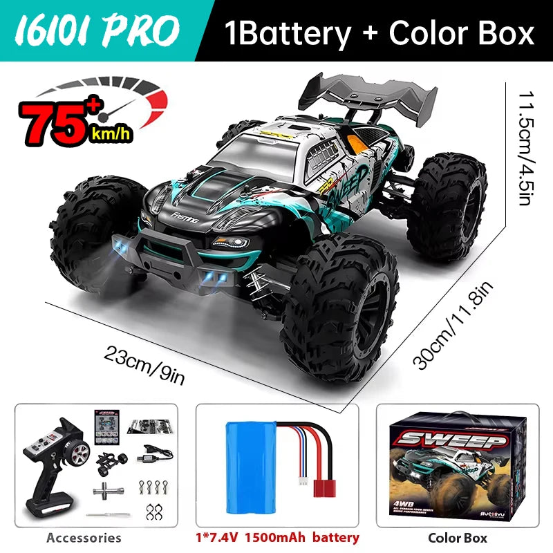 WLtoys 16101 Pro – 1/16 Scale 4WD High-Speed RC Car with LED Lights