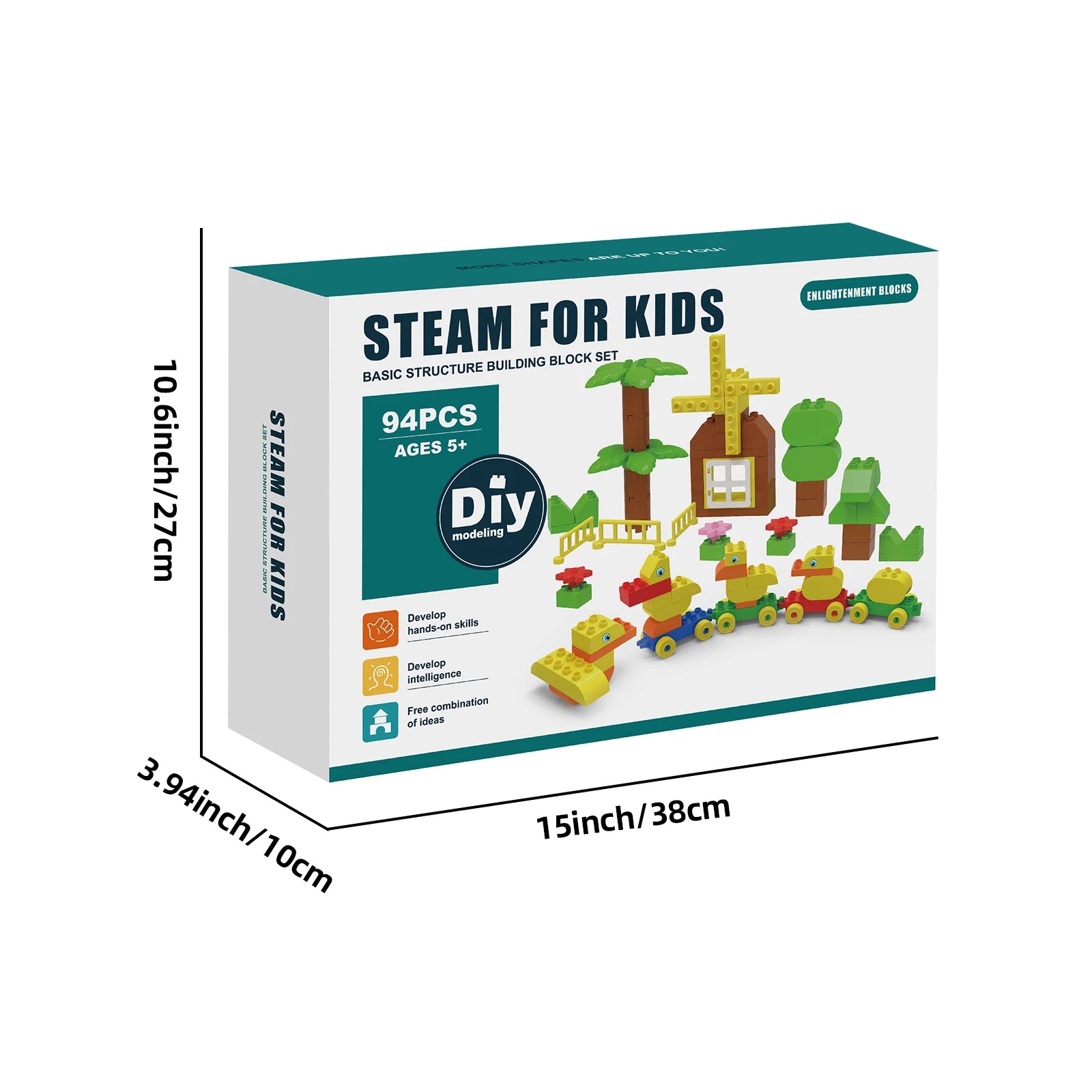 Stacking Train & Duck Farm Building Blocks – 94PCS Toddler Toy
