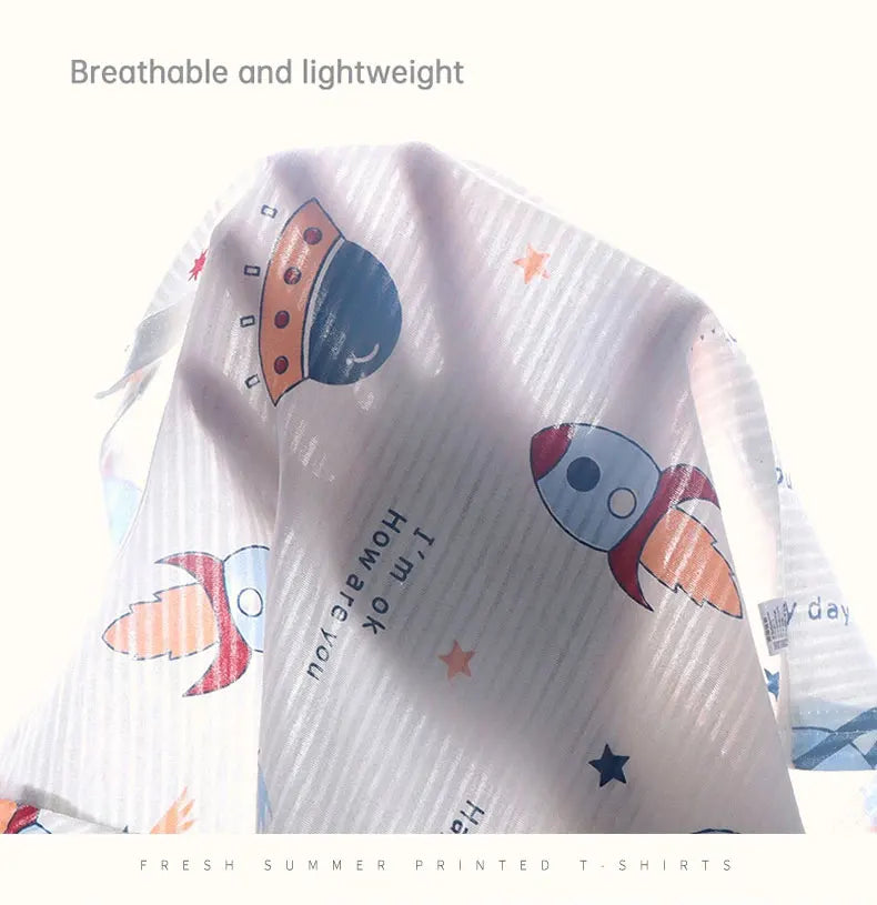 Cotton Baby Pajama Set – Cute Cartoon Short Sleeve Sleepwear