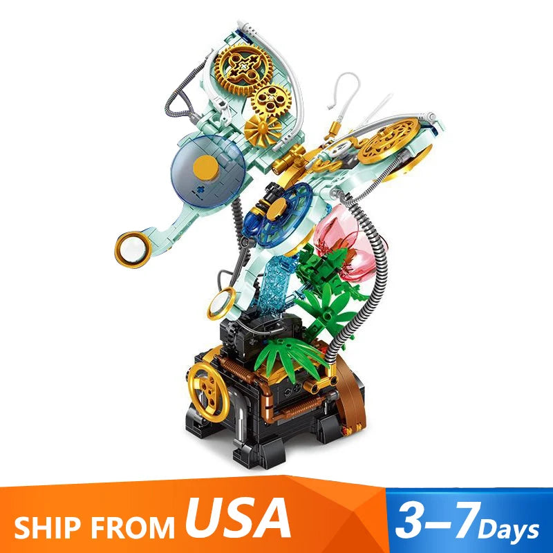 576PCS MOC Mechanical Butterfly – Biomimetic Steampunk Insect Model