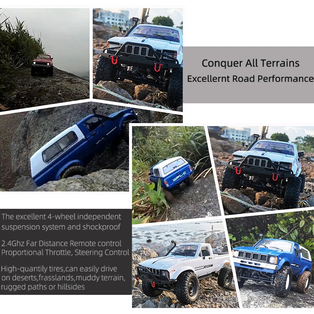 WPL C24-1 RC Car – 1:16 4WD Rock Crawler with LED Lights