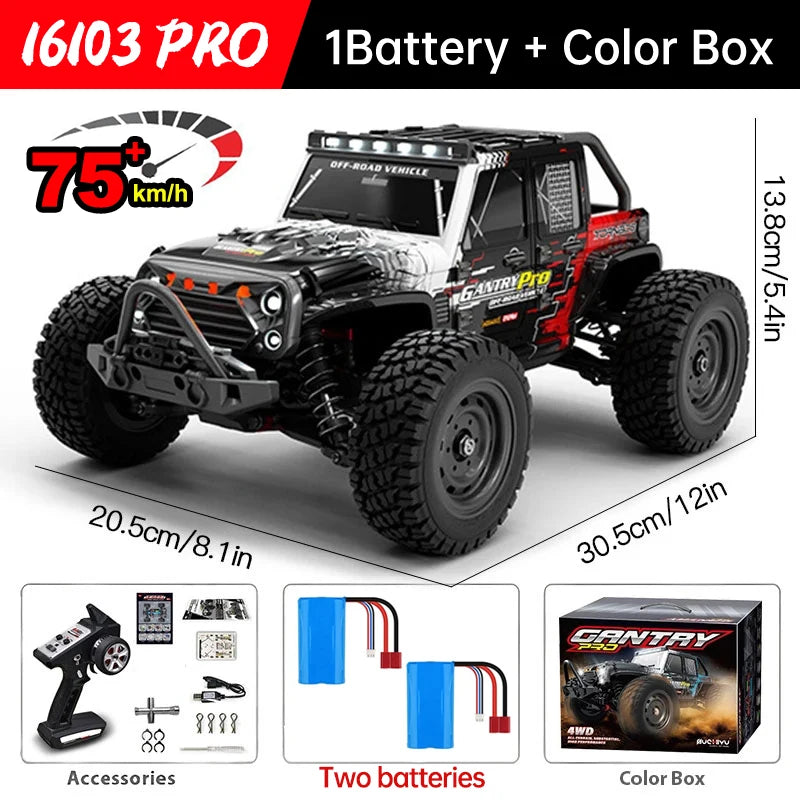 WLtoys 16101 Pro – 1/16 Scale 4WD High-Speed RC Car with LED Lights