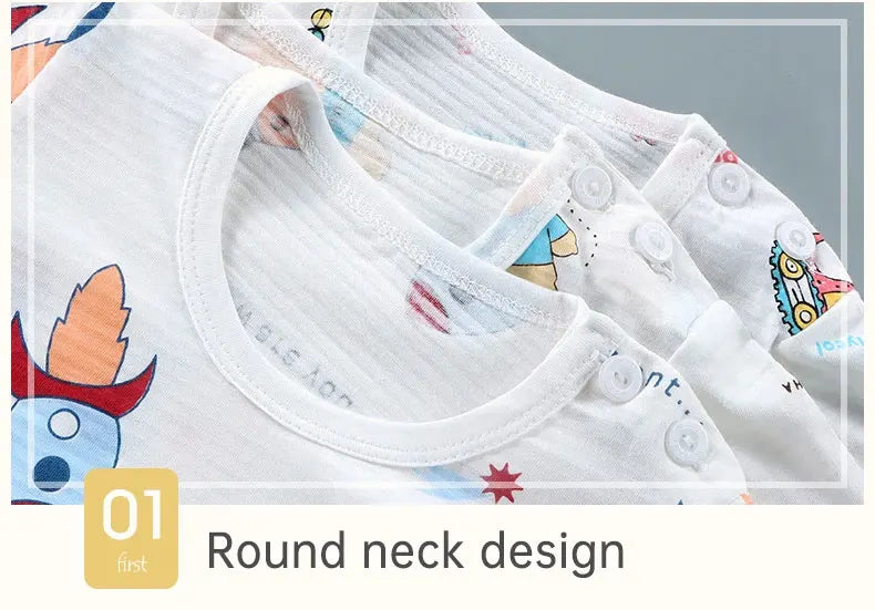 Cotton Baby Pajama Set – Cute Cartoon Short Sleeve Sleepwear