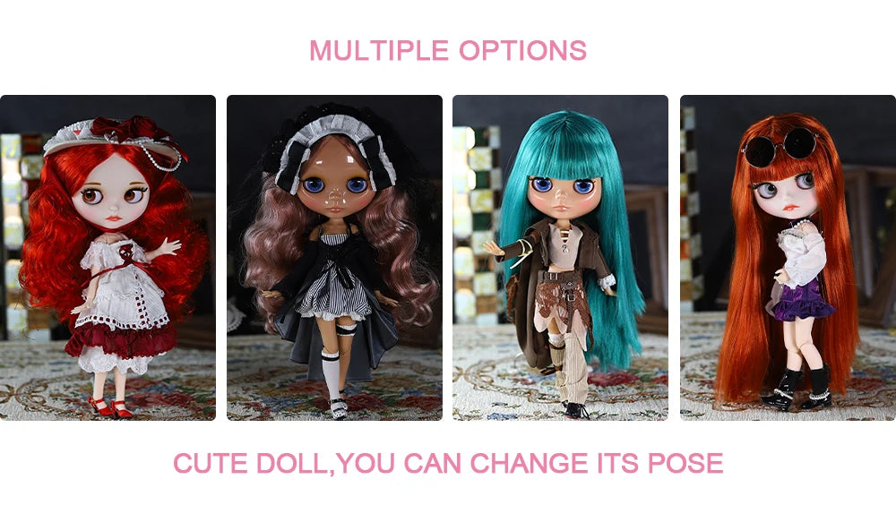 ICY DBS Blyth Doll Joint Body 30CM BJD Toy White Shiny Face and frosted Face with Extra Hands AB and Panel 1/6 DIY Fashion Doll