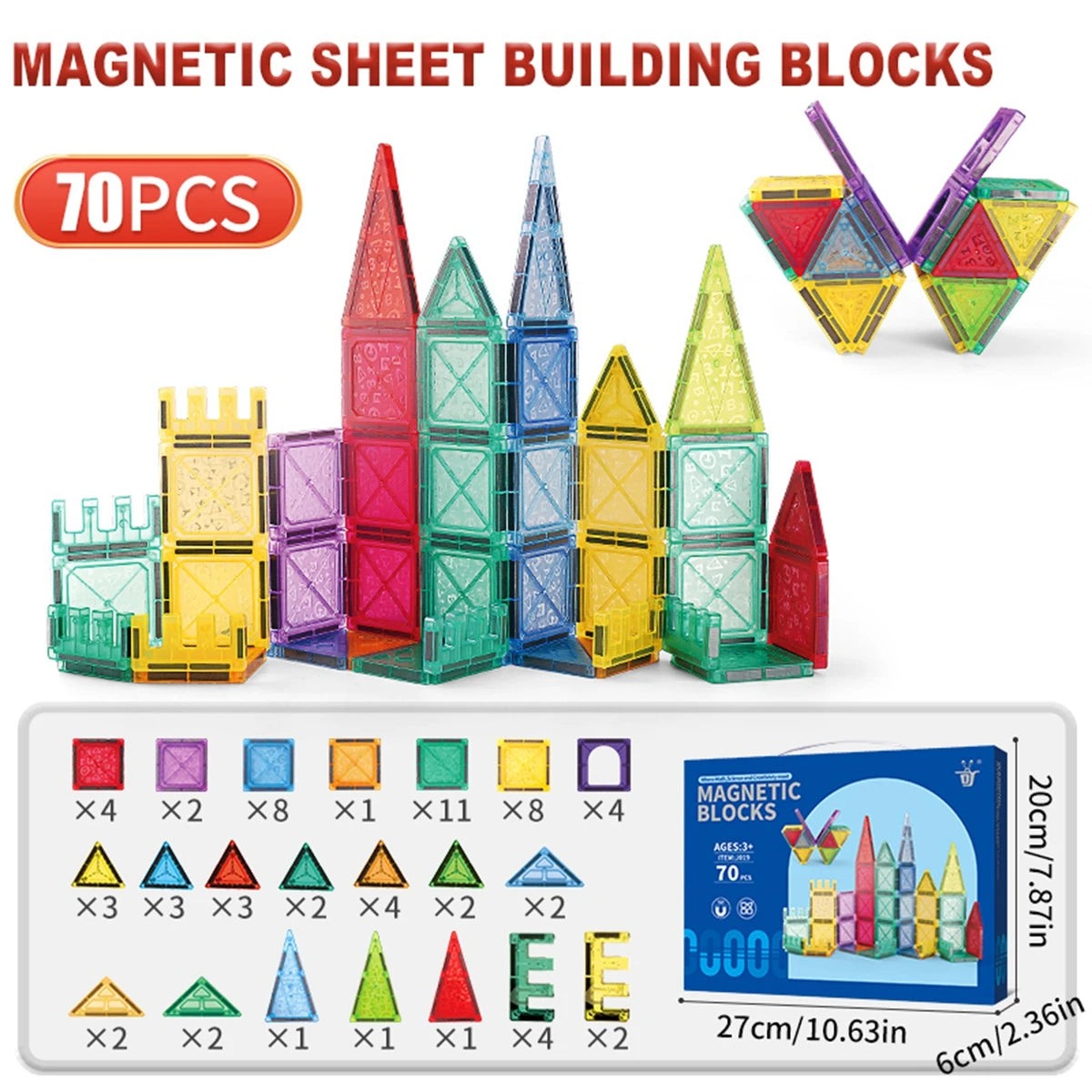 Magnetic Tiles Building Blocks – STEM Toy for Kids 3-8