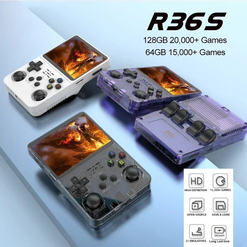 BOYHOM R36S Retro Handheld Game Console – 3.5" IPS Screen