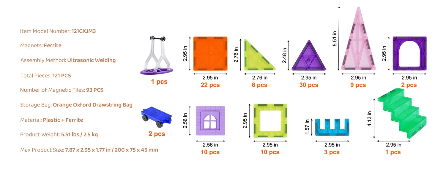 SucceBuy 121PCS Magnetic Building Blocks