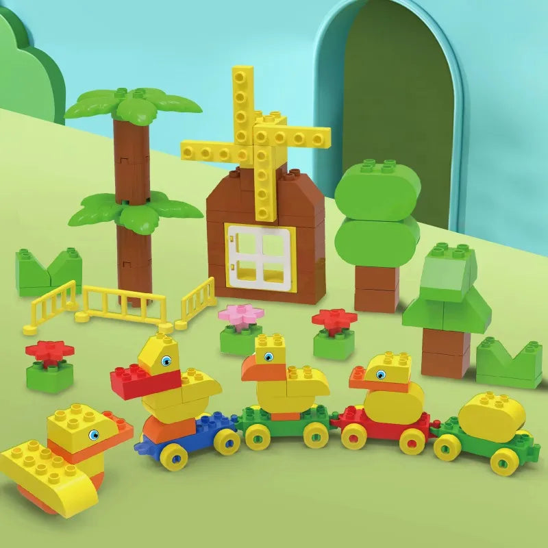 Stacking Train & Duck Farm Building Blocks – 94PCS Toddler Toy