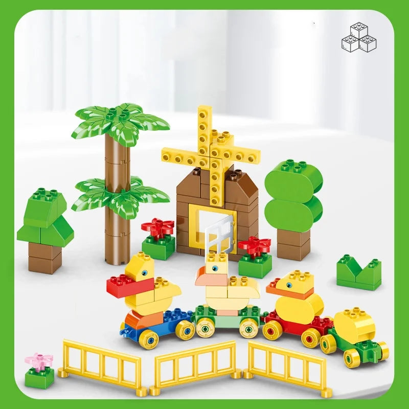 Stacking Train & Duck Farm Building Blocks – 94PCS Toddler Toy
