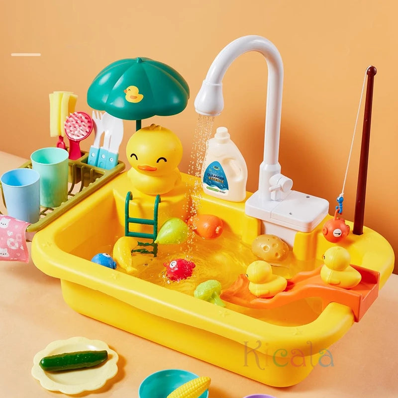 Kids Electric Dishwasher Toy – Pretend Play Kitchen Set