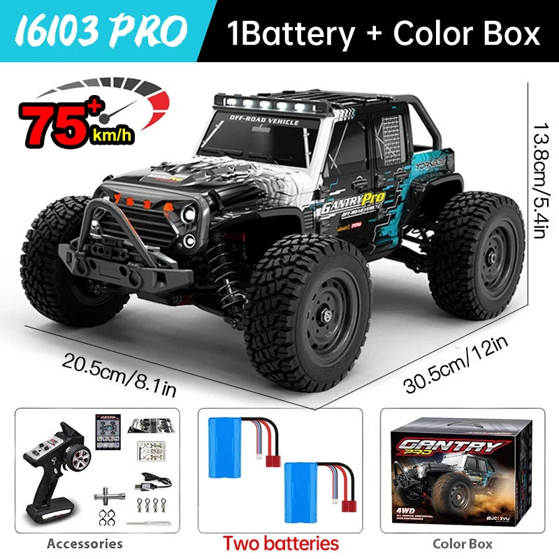WLtoys 16101 Pro – 1/16 Scale 4WD High-Speed RC Car with LED Lights