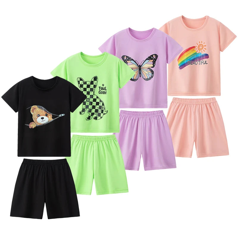 2-Piece Kids Summer Set – Short Sleeve Top & Shorts