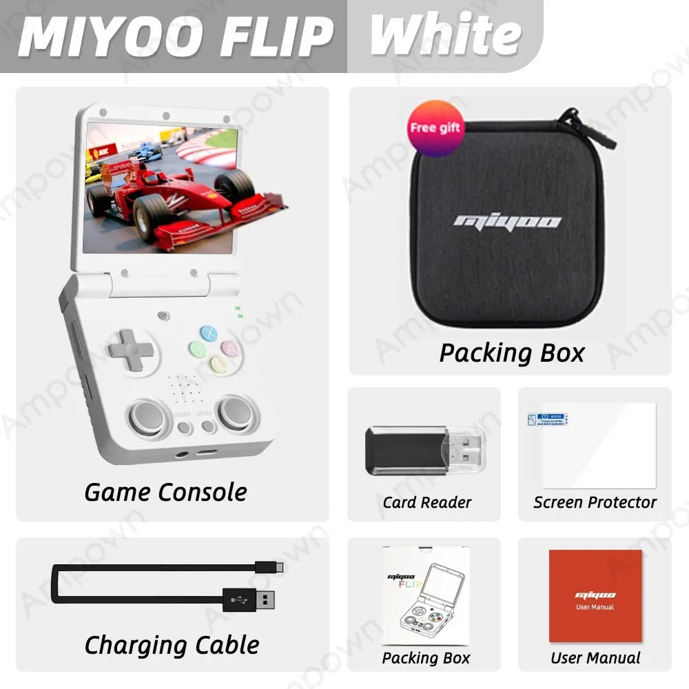 MIYOO Flip V2 Handheld Game Console – 3.5" IPS Screen
