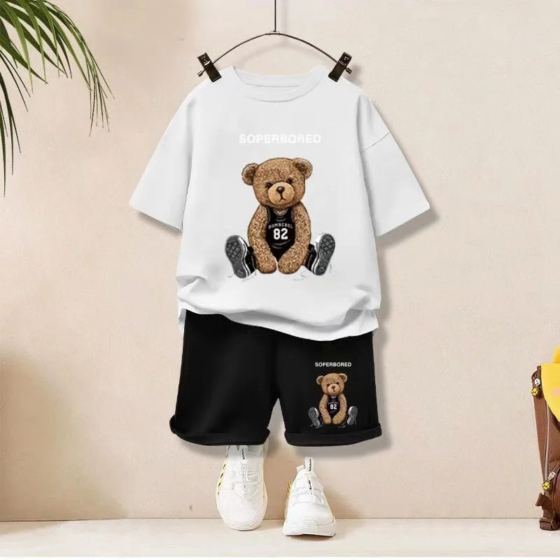 Kids Summer Cartoon Set – Short Sleeve Top & Shorts 2PCS