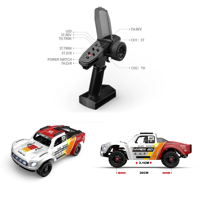 MJX Hyper Go 16208 Brushless RC Car – 1/16 Scale 4WD Pickup Truck