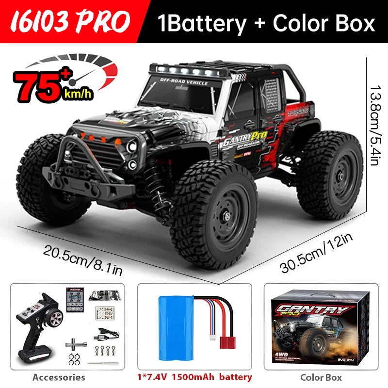 WLtoys 16101 Pro – 1/16 Scale 4WD High-Speed RC Car with LED Lights