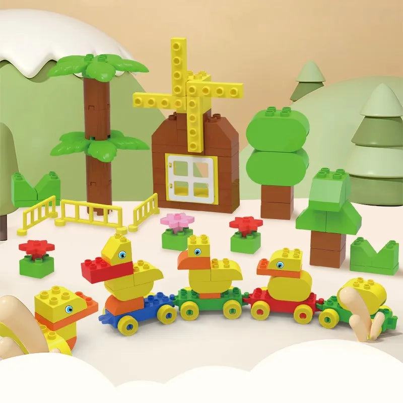 Stacking Train & Duck Farm Building Blocks – 94PCS Toddler Toy