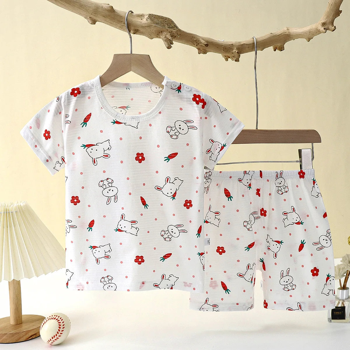 Cotton Baby Pajama Set – Cute Cartoon Short Sleeve Sleepwear