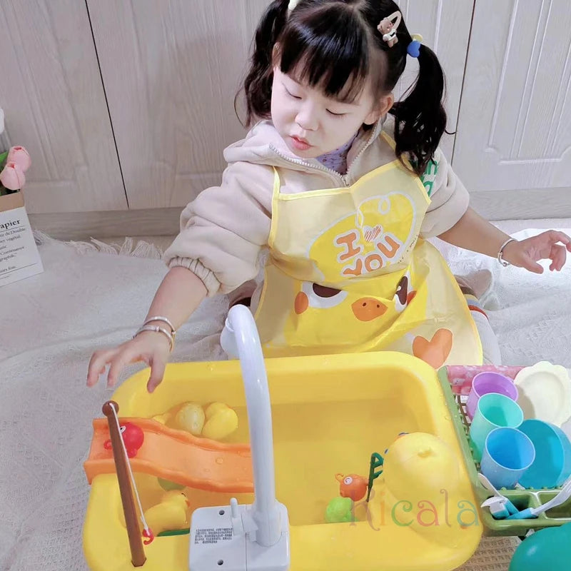Kids Electric Dishwasher Toy – Pretend Play Kitchen Set