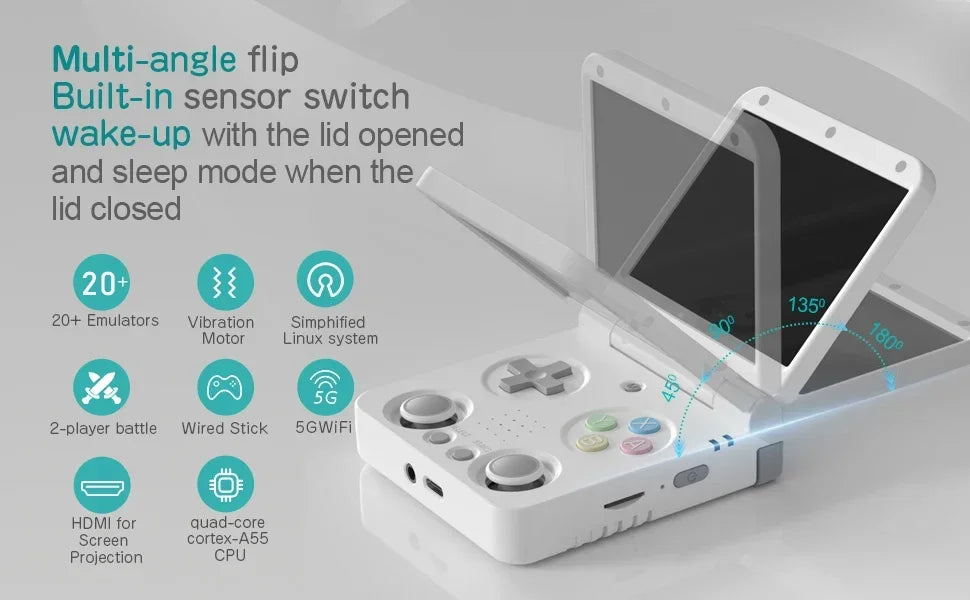 MIYOO Flip V2 Handheld Game Console – 3.5" IPS Screen