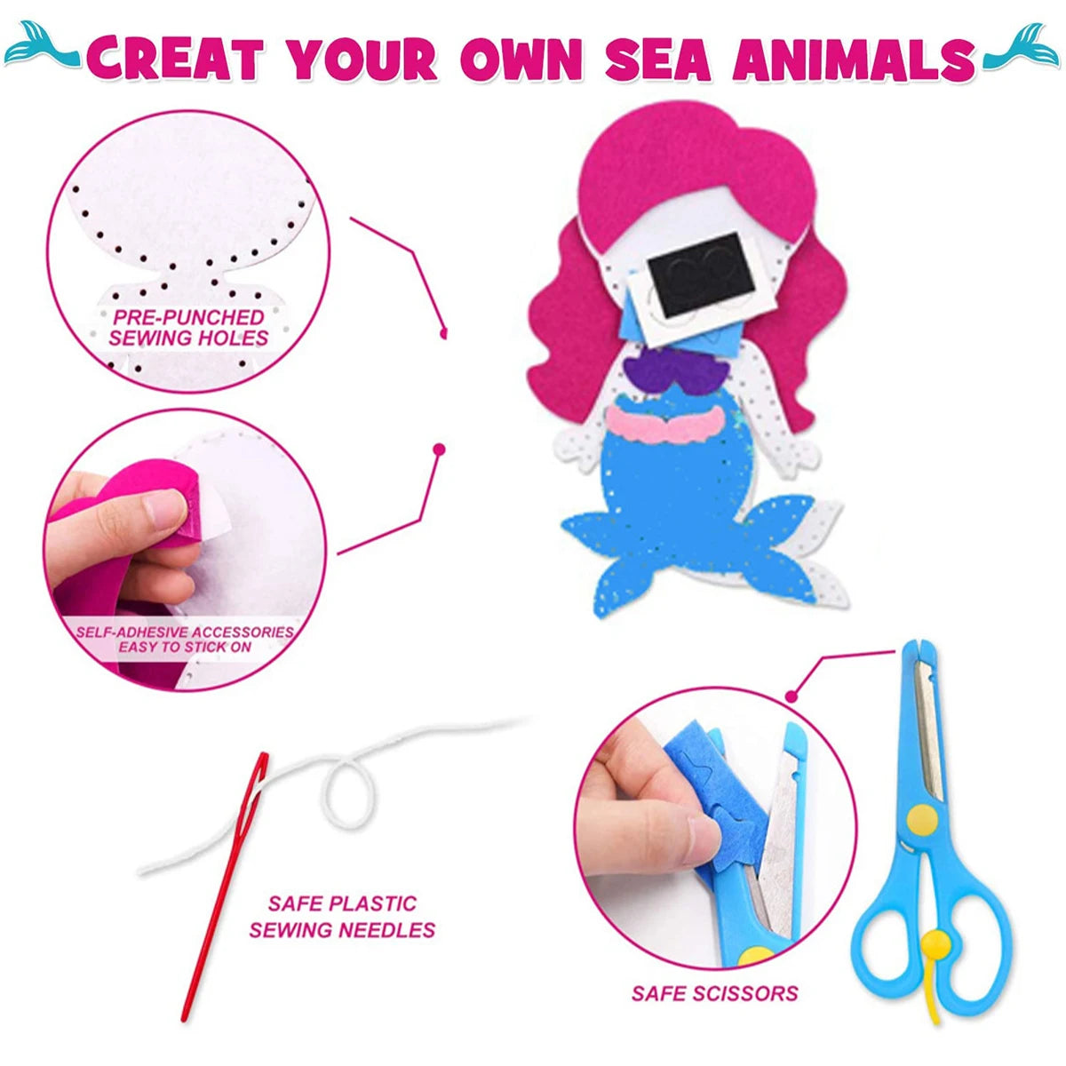 Kids Sea Animals Sewing Kit – Felt Plush Craft Set