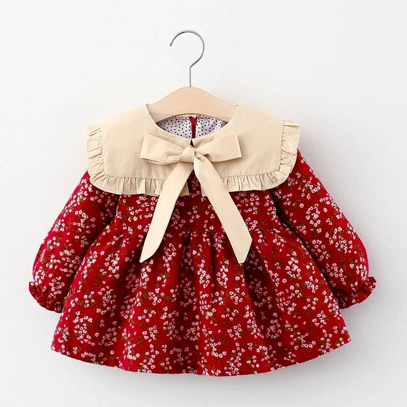Girls Long Sleeve Printed Dress