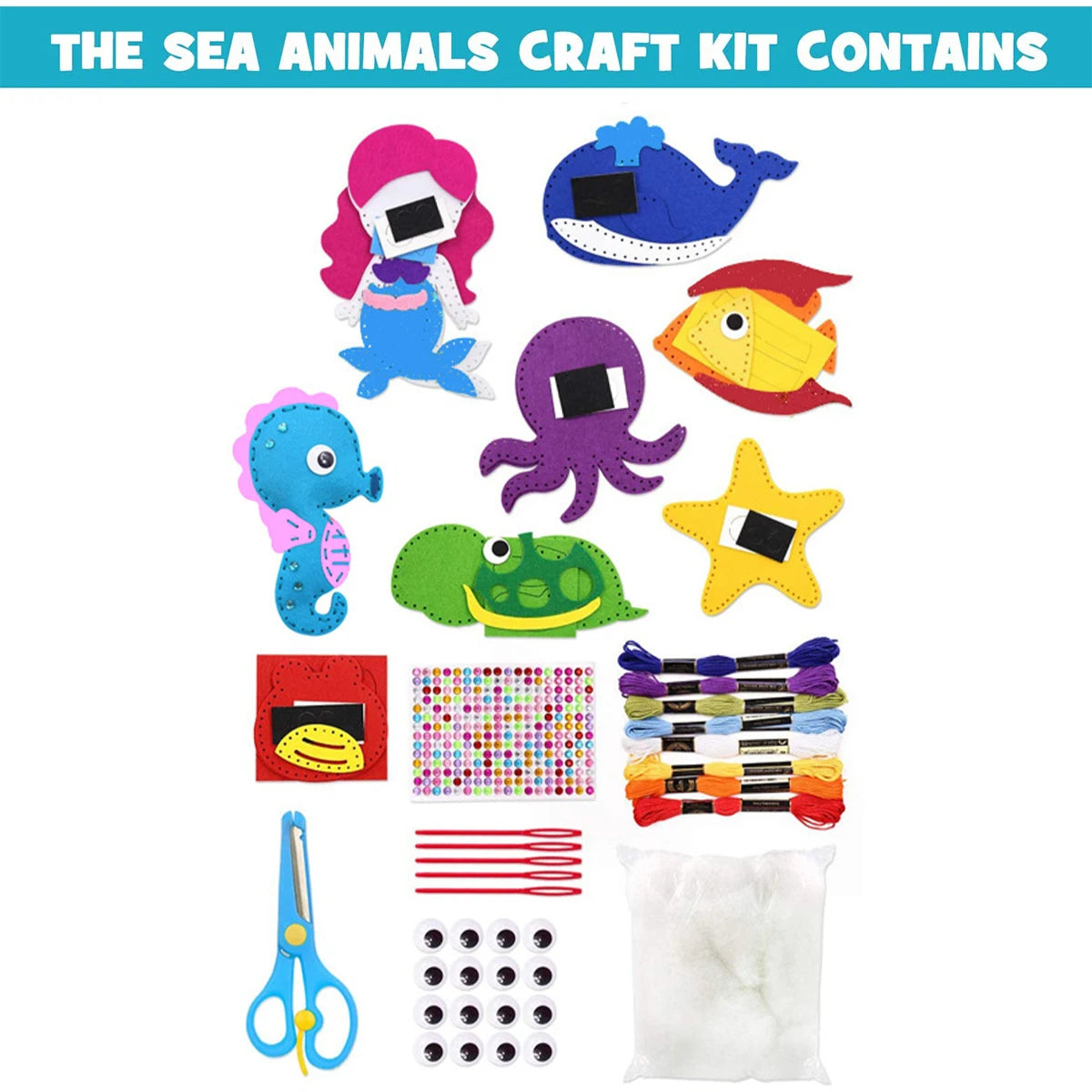 Kids Sea Animals Sewing Kit – Felt Plush Craft Set