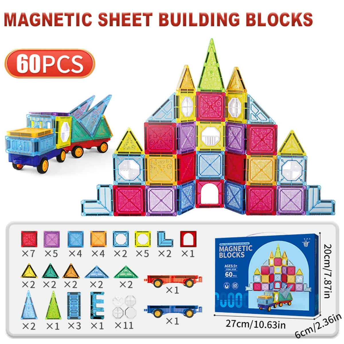 Magnetic Tiles Building Blocks – STEM Toy for Kids 3-8