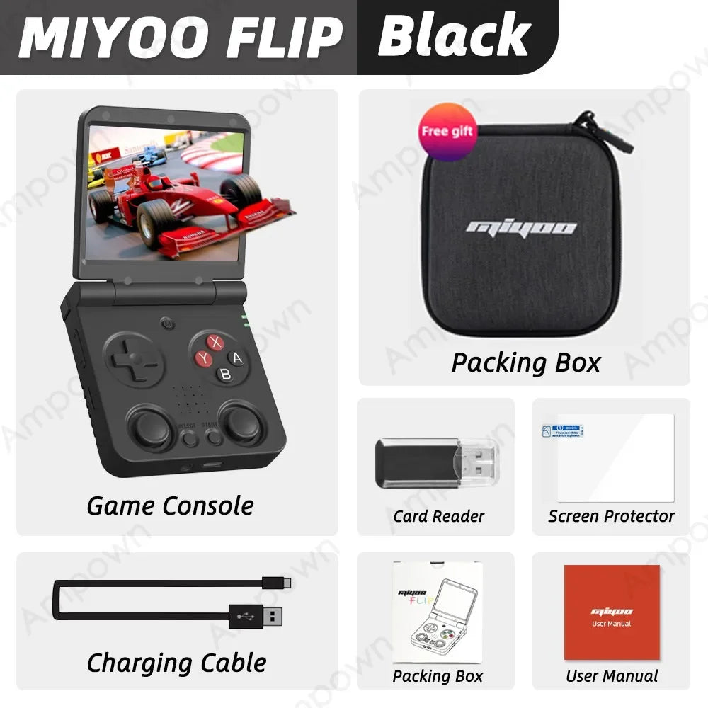 MIYOO Flip V2 Handheld Game Console – 3.5" IPS Screen