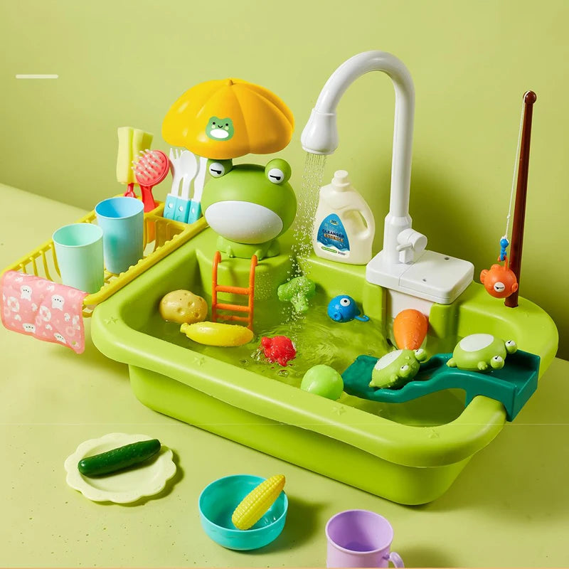 Kids Electric Dishwasher Toy – Pretend Play Kitchen Set